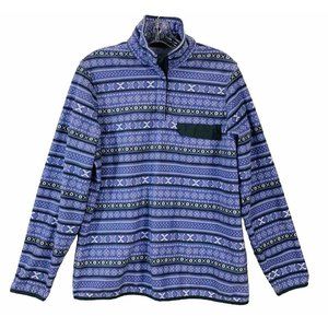 VTG JACHS Cabin Womens Outdoor Pullover Sz S Fair Isle Fleece Purple 1/4 Snap